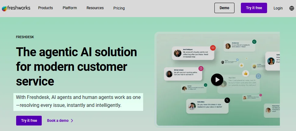 freshdesk homepage