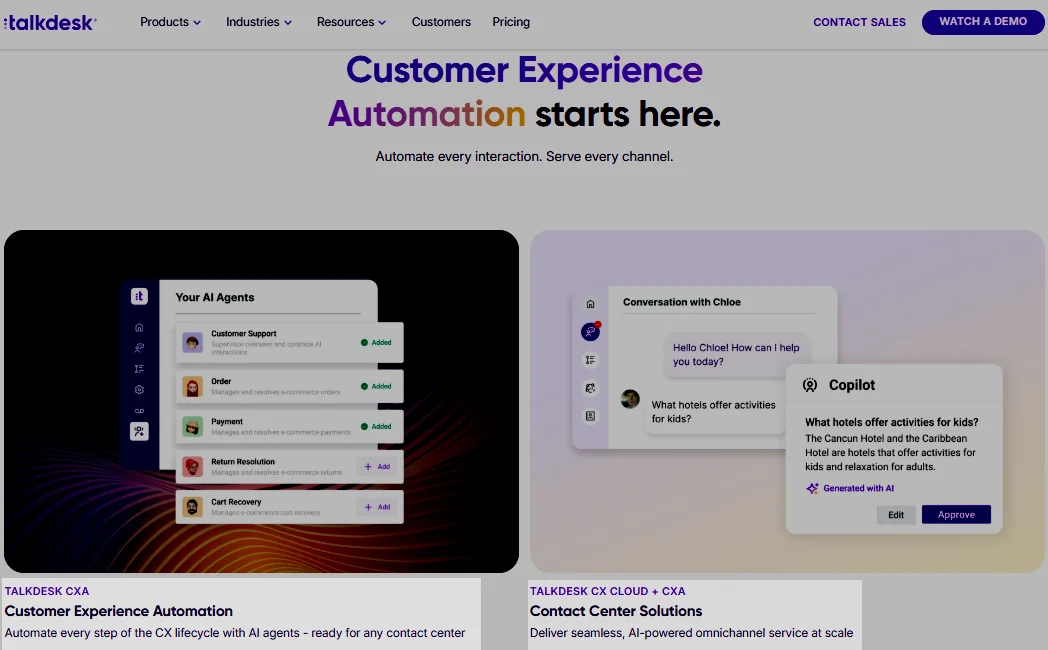 Talkdesk homepage