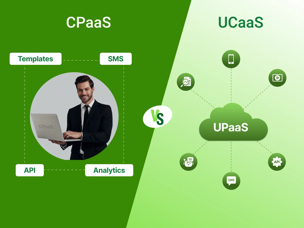 Illustration comparing CPaaS vs UCaaS platforms.